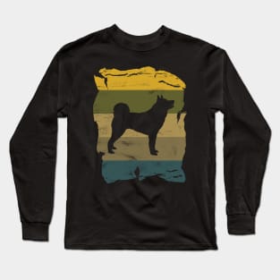 Karelian Bear Dog Distressed Vintage Retro Silhouette Long Sleeve T-Shirt